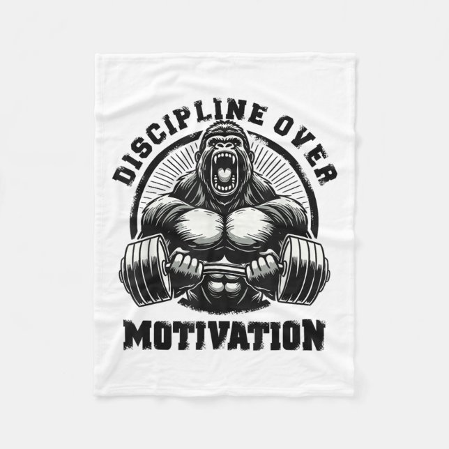 Discipline Over Motivation Weightlift Gym Quotes G Fleece Blanket (Front)