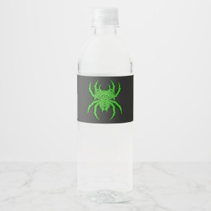 Discipline Spider Green Gym Bodybuilding Art Water Bottle Label