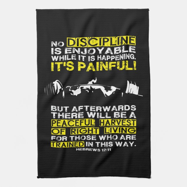 DISCIPLINE - Squat Workout Motivational Tea Towel (Vertical)