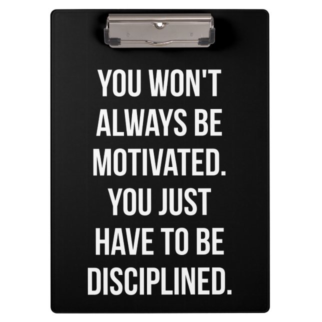 Discipline vs Motivation - Inspirational Workout Clipboard (Front)
