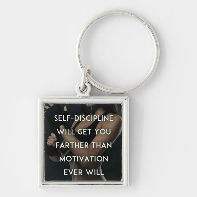 Discipline vs Motivation - Women's Gym Inspiration Key Ring (Front)