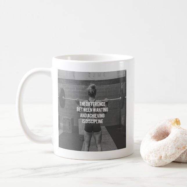 Discipline - Wanting vs Achieving, Women's Fitness Coffee Mug (With Donut)