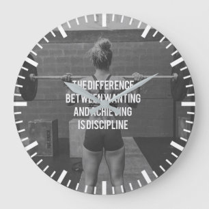 Discipline - Wanting vs Achieving, Women's Fitness Large Clock