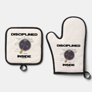 Disciplined Eye (I) Inside Eyeball Anatomy Humor Oven Mitt & Pot Holder Set