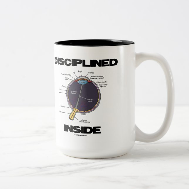 Disciplined Eye (I) Inside (Eyeball Anatomy Two-Tone Coffee Mug (Right)