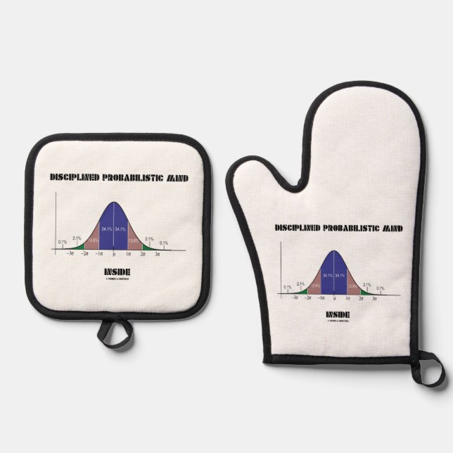 Disciplined Probabilistic Mind Inside Bell Curve Oven Mitt & Pot Holder Set (Front)