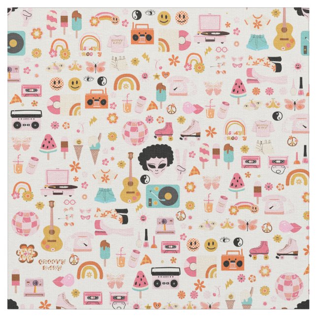 disco 1970s alien funky groovy  fabric (Close Up)