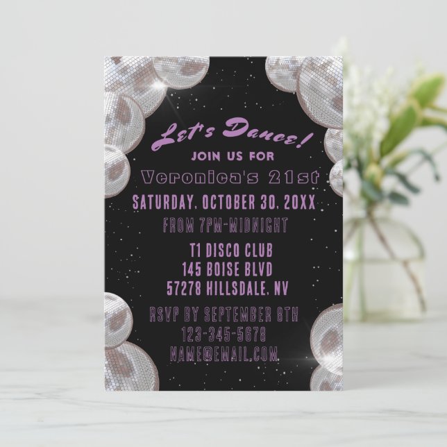 Disco 21st Birthday Invitation (Standing Front)