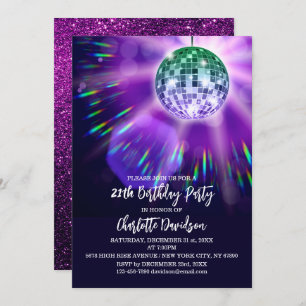 Disco 21th Birthday Party Invitation