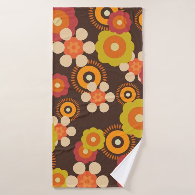 Disco 70s 60s Retro Flowers Pop Culture Bath Towel (Bath Towel)