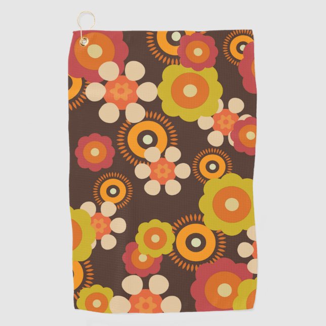 Disco 70s 60s Retro Flowers Pop Culture Golf Towel (Front)