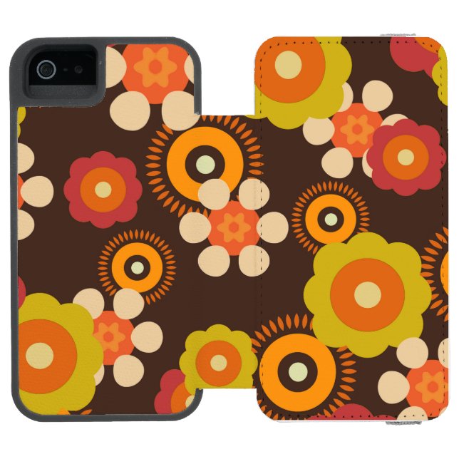 Disco 70s 60s Retro Flowers Pop Culture Incipio iPhone Wallet Case (Folio Open)