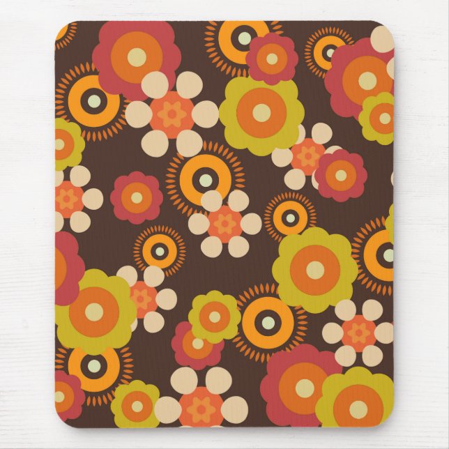 Disco 70s 60s Retro Flowers Pop Culture Mouse Mat (Front)
