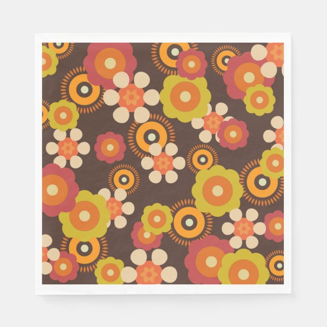 Disco 70s 60s Retro Flowers Pop Culture Napkin (Front)