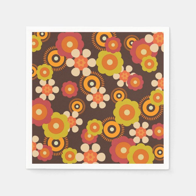 Disco 70s 60s Retro Flowers Pop Culture Napkin (Front)