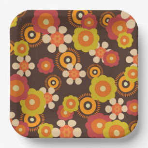 Disco 70s 60s Retro Flowers Pop Culture Paper Plate
