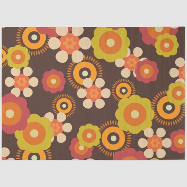 Disco 70s 60s Retro Flowers Pop Culture Tissue Paper (Front)