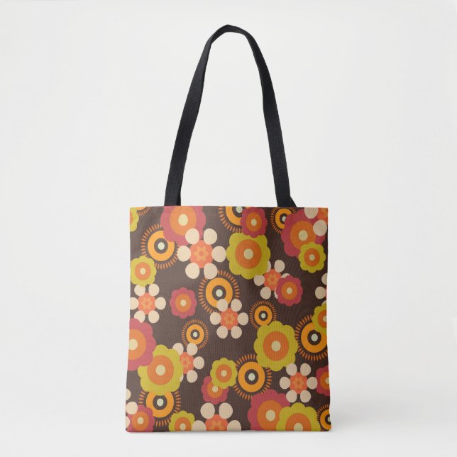 Disco 70s 60s Retro Flowers Pop Culture Tote Bag (Front)
