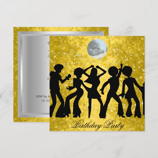 Disco 70's Birthday Party Invitation (Front/Back)