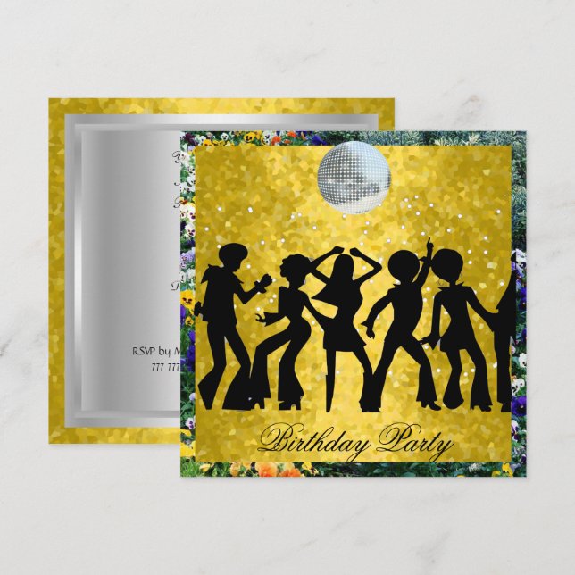 Disco 70's Birthday Party  Retro 2 Invitation (Front/Back)