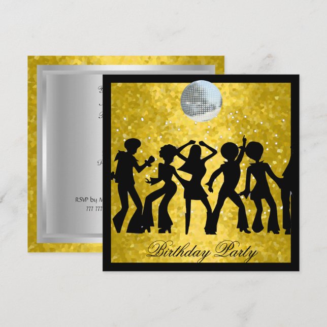 Disco 70's Birthday Party  Retro invitation (Front/Back)