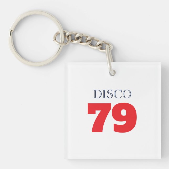 Disco 79 Pop Art Music Entertainment Retro Key Ring (Front)