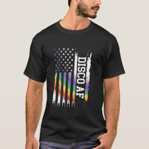 Disco Af United States Distressed Rainbow w US Fla T-Shirt
