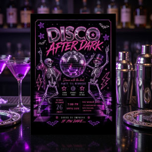 Disco After Dark Halloween Party Retro Holiday Card