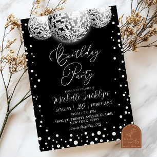 Disco and Pearls Adult Birthday Party Invitation