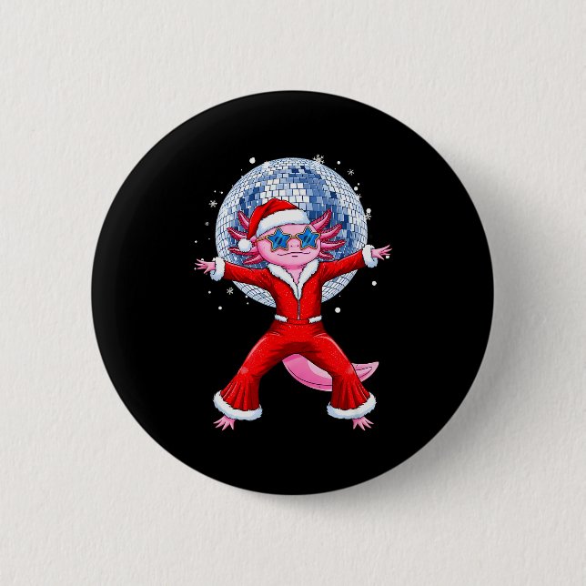 Disco Axolotl Christmas Santa Suit Funny Holiday 7 6 Cm Round Badge (Front)