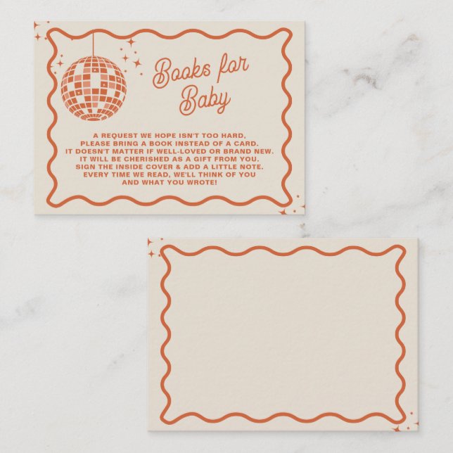  Disco Baby Groovy Baby Shower Book Request Enclosure Card (Front/Back)
