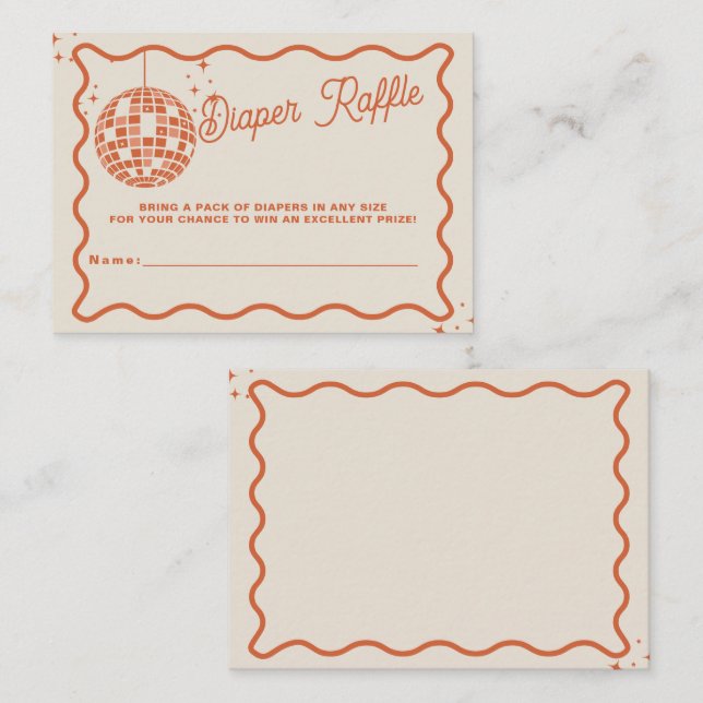  Disco Baby Groovy Baby Shower Diaper Raffle Enclosure Card (Front/Back)