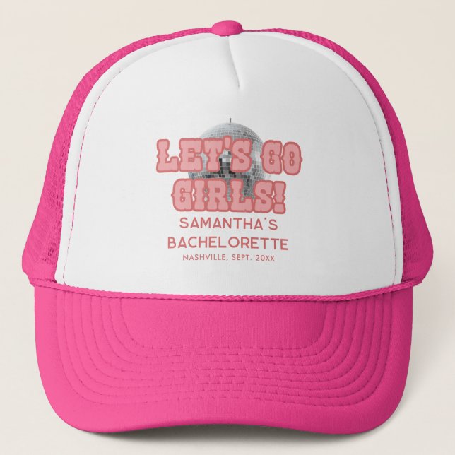 Disco Bachelorette Girls Weekend Party Retro Trucker Hat (Front)