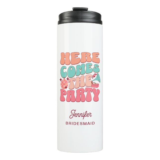 Disco Bachelorette Party Groovy Retro 80's 70's Thermal Tumbler (Front)