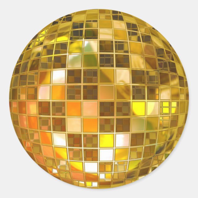 Disco Ball 70s Themed  Birthday Party Stickers (Front)