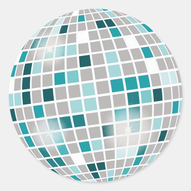 Disco Ball 70s Themed  Birthday Party Stickers (Front)