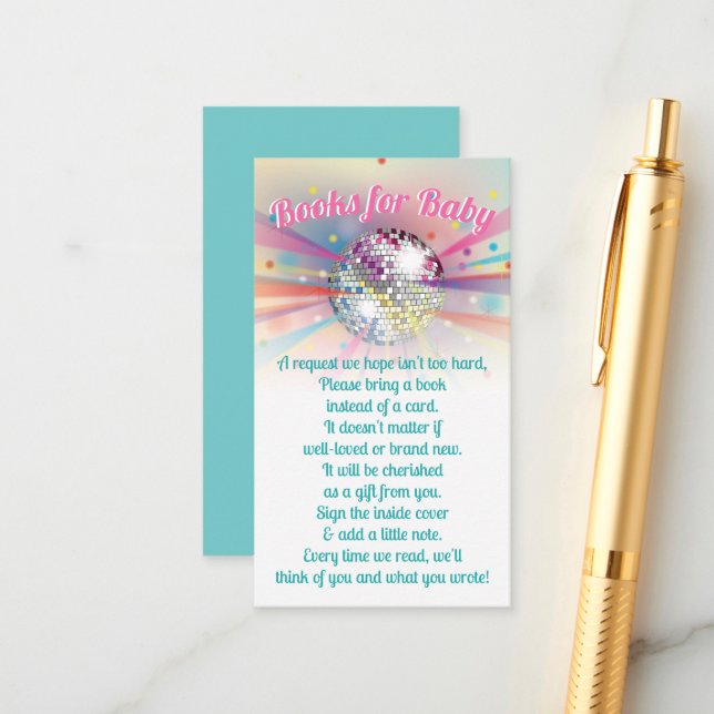 Disco Ball Baby Shower Books for Baby Cards (Front/Back In Situ)