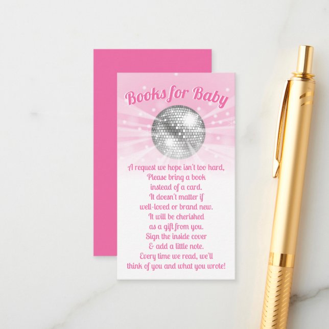 Disco Ball Baby Shower Books for Baby Cards (Front/Back In Situ)