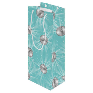 Disco Ball Baby Shower Groovy Blue Boy Wine Gift Bag