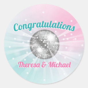 Disco Ball Baby Shower Groovy Classic Round Sticker