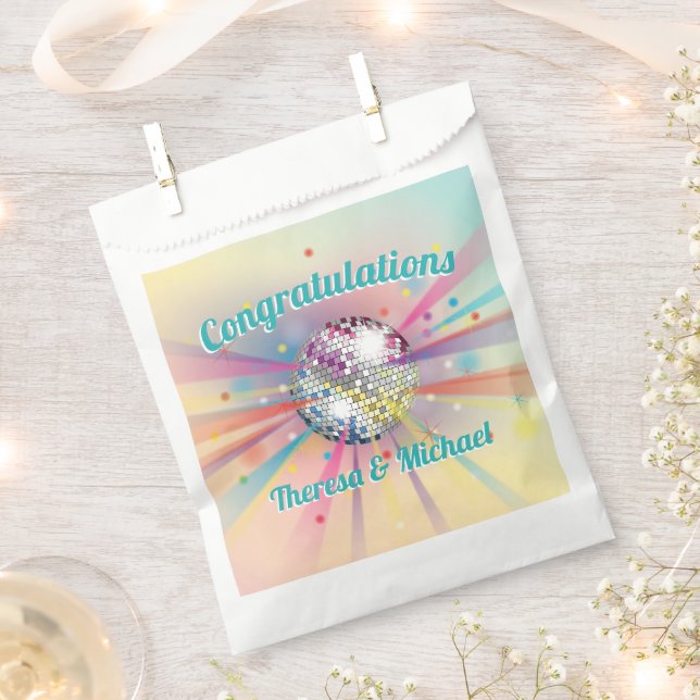 Disco Ball Baby Shower Groovy Pastel Rainbow Favour Bags (Clipped)
