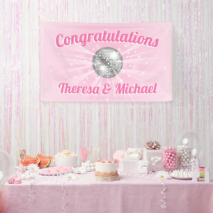 Disco Ball Baby Shower Groovy Pink Girl Banner