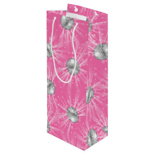 Disco Ball Baby Shower Groovy Pink Girl Wine Gift Bag