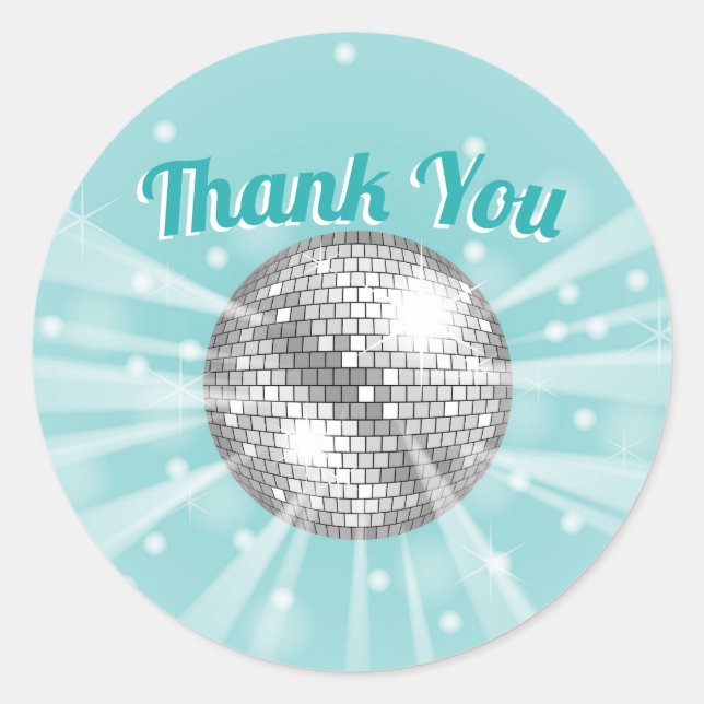 Disco Ball Baby Shower Groovy Thank You Classic Round Sticker (Front)