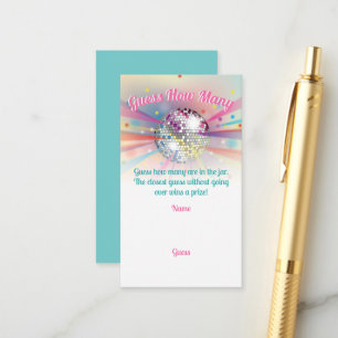 Disco Ball Baby Shower Guess How Many Game Enclosure Card
