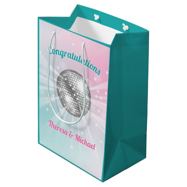 Disco Ball Baby Shower Medium Gift Bag (Back Angled)