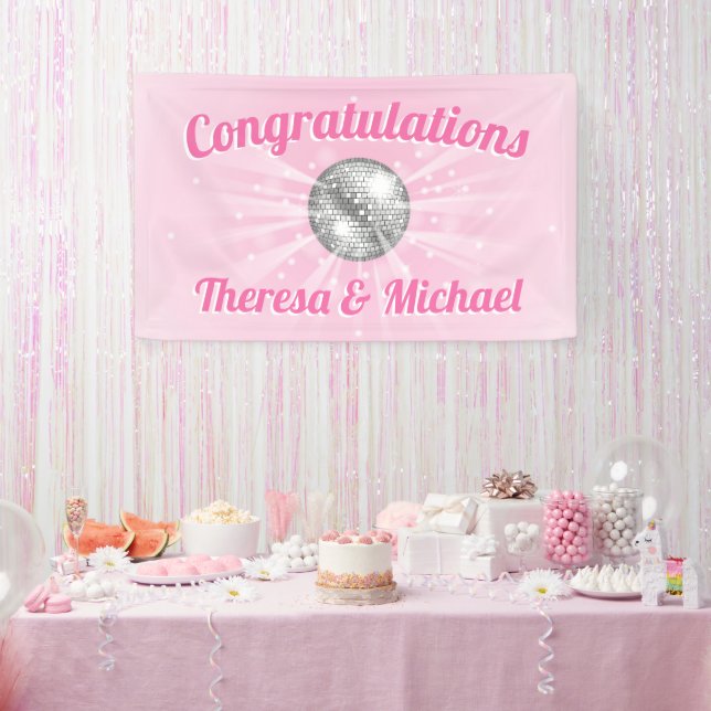 Disco Ball Baby Shower Pink Girl Banner (Party)