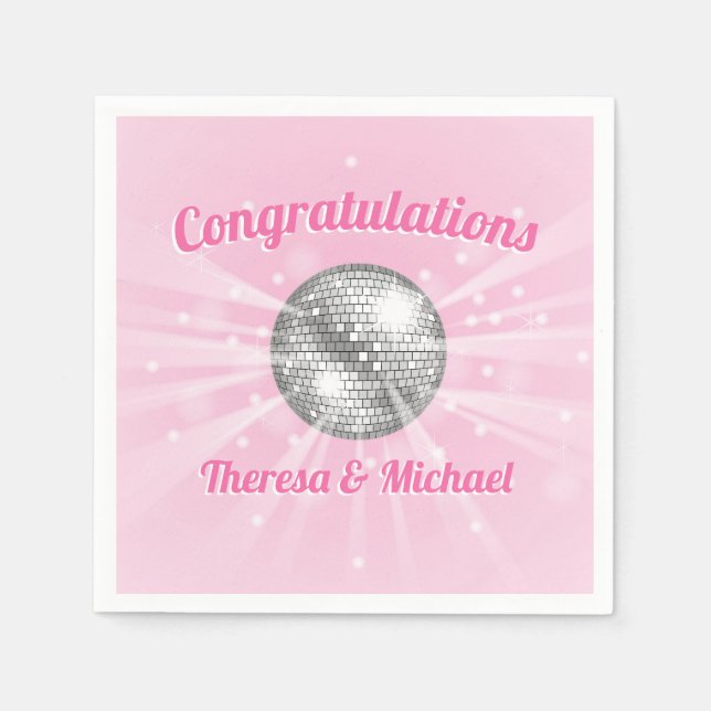 Disco Ball Baby Shower Pink Girl Napkin (Front)