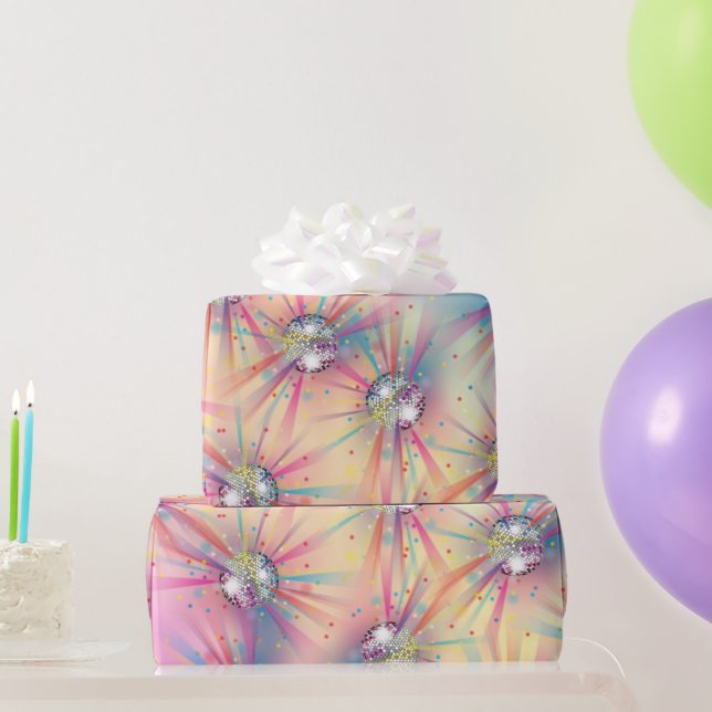 Disco Ball Baby Shower Rainbow Wrapping Paper (Party Gifts)