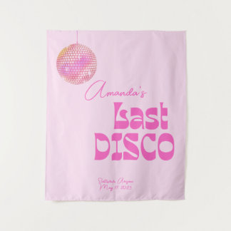 Disco Ball Bachelorette Photo Backdrop Pink  Tapestry